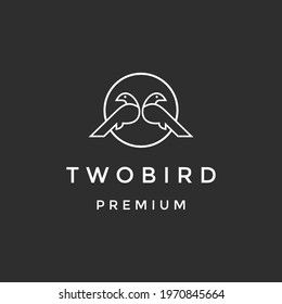 Two bird logo template - line art logo design vector on black background