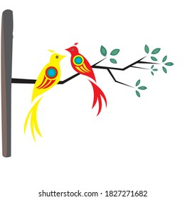 Two bird on the branch of the tree