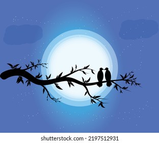 Two bird is sitting on a tree