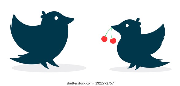 Two birds with cherries. Gift / proposal