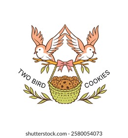 Two birds cookies logo design