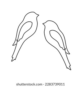 Two birds. Couple of Birds. Line Drawing for Romantic Posters, Wall Decor, Prints. One Line Art Drawing. Love Minimal illustration. Vector EPS 10