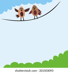 Two birds cute cartoon vector illustration
