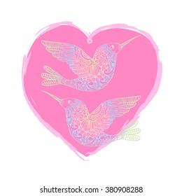 Two birds. Decorative style.