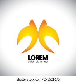 two birds flying high concept logo vector icon. this icon can also represent friendship, partnership, hope, freedom, being together, unity, fun