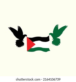 Two birds flying with a Palestine flag vector illustration for poster, post, banner, t-shirt. free Palestine.
