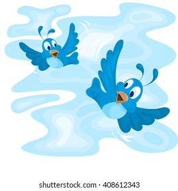 Two birds flying in the sky