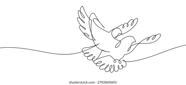 Dos pájaros volando en el cielo, una línea continua. en Ilustración vectorial de estilo lineal simple en estilo doodle.