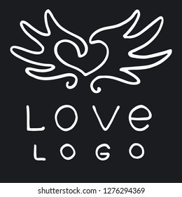 Two birds form the heart. Vector illustration. Love logo.
