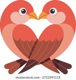 Dois pássaros formando forma de coração bico a bico símbolo de amor romance amizade companheirismo e união doce