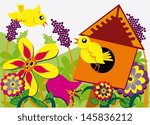 Two birds in a garden