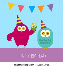 Two Birds Happy Birthday Stock Vector (Royalty Free) 198610916 ...