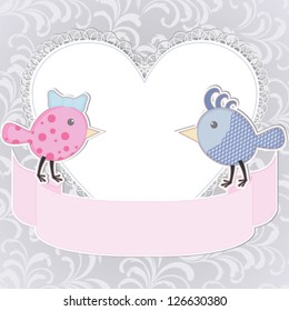 Two birds and heart