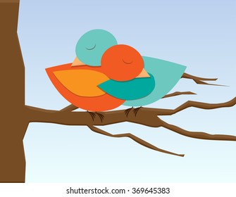 Two birds in hug illustration of love