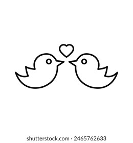 two birds icon vector with heart love sign 