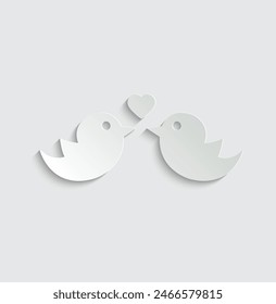 two birds icon vector with heart love sign 