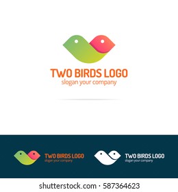 Two birds logo set flat modern color style for your business corporate identity, safe nature, animal and etc. Vector Illustration