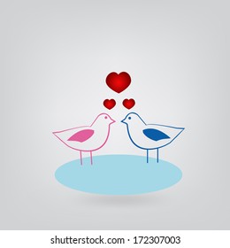 two birds in love 