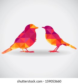 Two birds, love card, postcard. Can be used for postcard, valentine card, wedding invitation