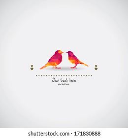 Two birds, love card, postcard. Can be used for postcard, valentine card, wedding invitation