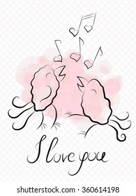 Two birds in love. Funny vector illustration on love theme