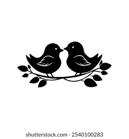 Two Birds in Love Silhouettes Against a Vibrant Sunset