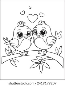 two birds in love valentine coloring book for children