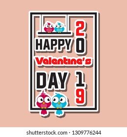 Two birds in love Valentine's day  paper cut postcard. Free space for text message, Vector color image of a bird. Vector illustration. - Vector