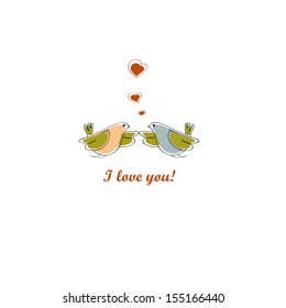 Two birds in love.Vector.Postcard.Valentine's day.