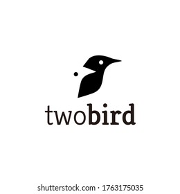 Two birds modern logo design line art illustration.