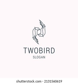 Two birds modern logo design line art illustration.