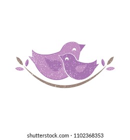 Two birds in nest vector illustration. Can be used as logo icon.