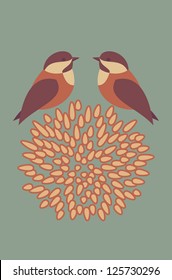 Two birds on blossom