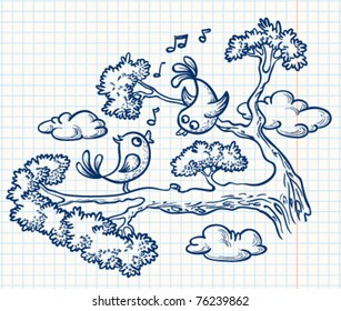Two birds on the branch