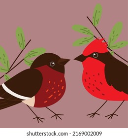 two birds and plants foliage