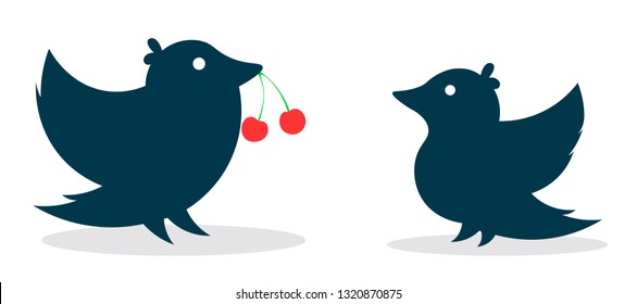 Two birds and red cherry. Proposal