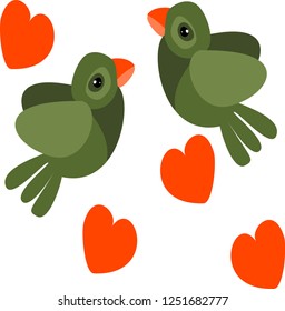 Two Birds Romantic Vector Illustration