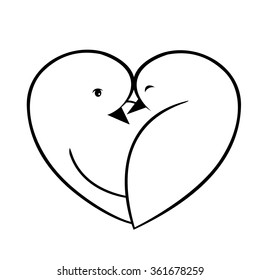 Two birds in shape of heart,  Vector illustration