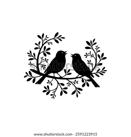 Two Birds Silhouette With A White Background.