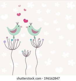 Two birds are singing about love, spring, flowers, love