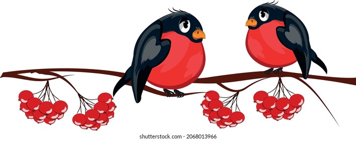 
Zwei Vögel sitzen auf einem Zweig mit roten Beeren