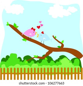 two birds sitting on the branch