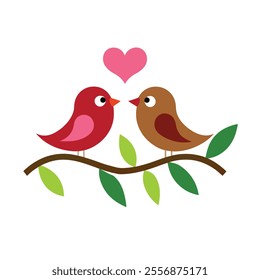Two Birds sitting on a branch