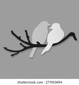 Two birds is sitting on a branch