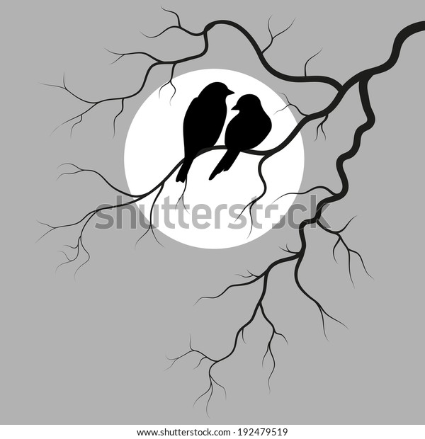 Two Birds Sitting On Branch Stock Vector Royalty Free 192479519 Shutterstock 2807