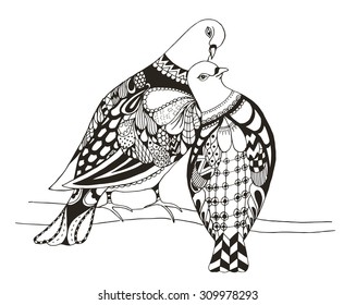pigeon pencil drawing images stock photos vectors shutterstock https www shutterstock com image vector two birds sitting on tree branch 309978293