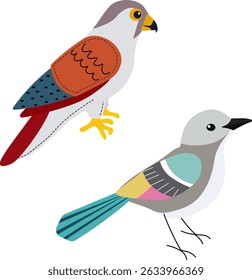 two birds small and big flat vector