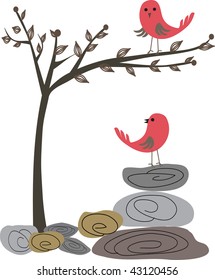 Two birds. Vector.