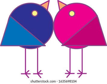 Two birds yin and yang. A pair of lovers, a symbol of love. Valentine's Day. Vector art graphic.
