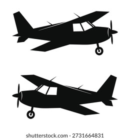 Diseño de ilustración de Arte vectorial plano de silueta de dos aviones negros aislado sobre un fondo blanco.